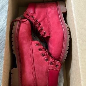 Timberland Premium Waterproof boots Red Nubuck kids Size 3y
